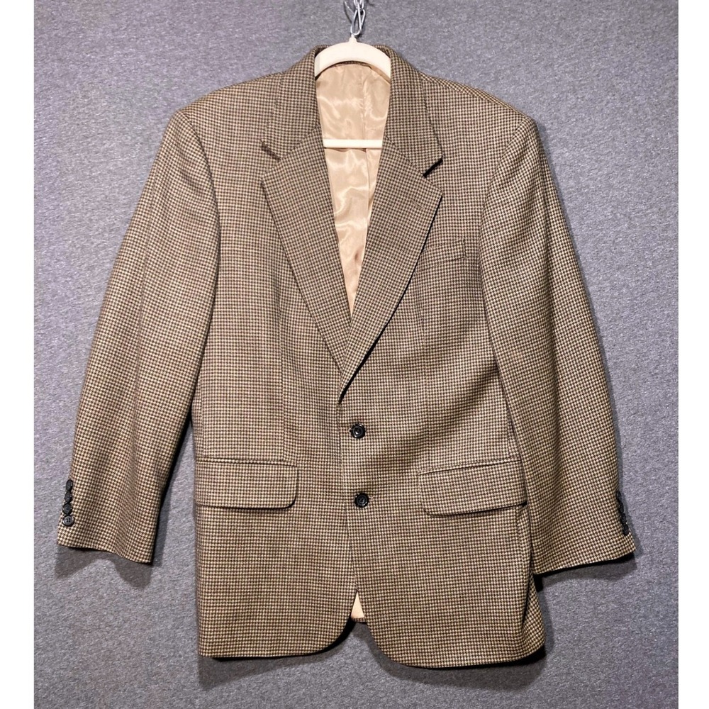 Oscar de la Renta Brown Tan Houndstooth Sport Coat Blazer